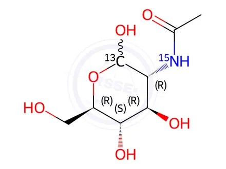 Chemical structure of N-Acetyl-D-[1-13C15N]glucosamine
