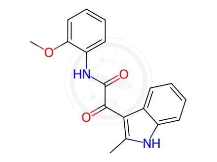 Chemical structure of N-(2-Methoxyphenyl)-2-(2-methyl-1H-indol-3-yl)-2-oxoacetamide