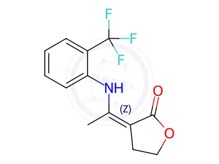 Chemical structure of 3-{(Z)-1-[2-(trifluoromethyl)anilino]ethylidene}dihydro-2-furanone