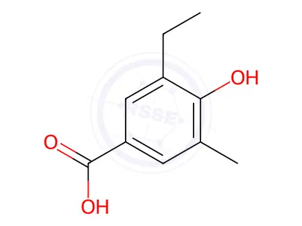Chemical structure of Benzoic acid, 3-ethyl-4-hydroxy-5-methyl-