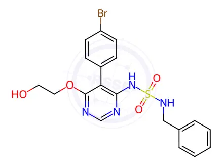 Chemical structure of N-[5-(4-Bromophenyl)-6-(2-hydroxyethoxy)-4-pyrimidinyl]-N'-(phenylmethyl)sulfamide