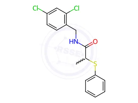 Chemical structure of N-[(2,4-dichlorophenyl)methyl]-2-phenylsulfanylpropanamide
