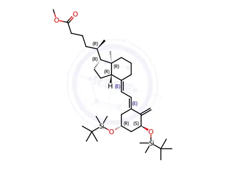 Chemical structure of 26,27-Didesmethyl-1,3-(tert-butyldimethylsilyl) (5E)-Calcitriol 24-Carboxylic Acid Methyl Ester
