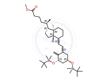 Chemical structure of 26,27-Didesmethyl-1,3-(tert-butyldimethylsilyl) (5Z)-Calcitriol 24-Carboxylic Acid Methyl Ester