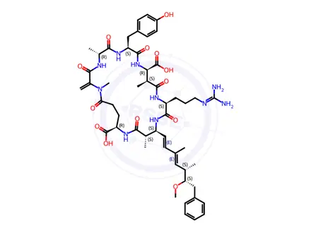 Chemical structure of Microcystin-YR in methanol