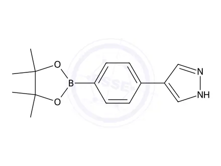 Chemical structure of 4-(4-(4,4,5,5-Tetramethyl-1,3,2-dioxaborolan-2-yl)phenyl)-1H-pyrazole