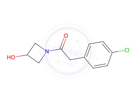 Chemical structure of 2-(4-chlorophenyl)-1-(3-hydroxyazetidin-1-yl)ethan-1-one