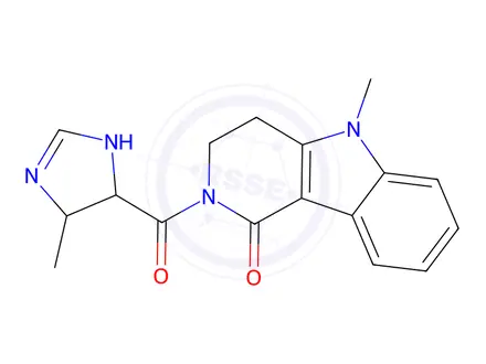 Chemical structure of 5-Methyl-2-(4-methyl-4,5-dihydro-1H-imidazole-5-carbonyl)-2,3,4,5-tetrahydro-1H-pyrido[4,3-b]indol-1-one