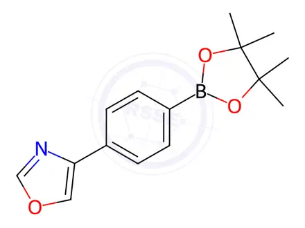 Chemical structure of Oxazole, 4-[4-(4,4,5,5-tetramethyl-1,3,2-dioxaborolan-2-yl)phenyl]-