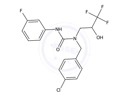 Chemical structure of 1-(4-Chlorobenzyl)-3-(3-fluorophenyl)-1-(3,3,3-trifluoro-2-hydroxypropyl)urea