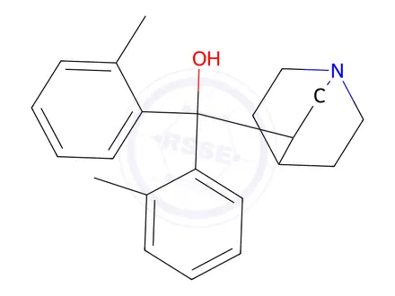 Chemical structure of 1-Azabicyclo[2.2.2]oct-3-yl[bis(2-methylphenyl)]-methanol hydrochloride