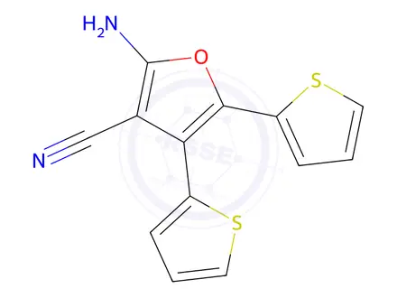 Chemical structure of 2-Amino-4,5-bis(thiophen-2-yl)furan-3-carbonitrile