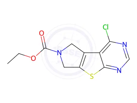 Chemical structure of ethyl 4-chloro-5,7-dihydro-6H-pyrrolo[3',4':4,5]thieno[2,3-d]pyrimidine-6-carboxylate