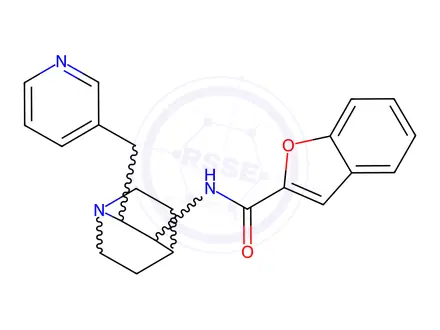 Chemical structure of N-(2-(Pyridin-3-ylmethyl)quinuclidin-3-yl)benzofuran-2-carboxamide