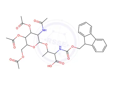 Chemical structure of Fmoc-Thr(GalNAc(Ac)3-b-D)-OH