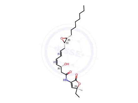 Chemical structure of 4,6-Octadienamide, N-[(5S)-5-ethyl-2,5-dihydro-5-methyl-2-oxo-3-furanyl]-3-hydroxy-8-[(2S,3R)-3-octyl-2-oxiranyl]-, (3R,4Z,6E)-