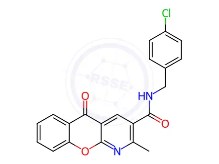 Chemical structure of N-(4-chlorobenzyl)-2-methyl-5-oxo-5H-chromeno[2,3-b]pyridine-3-carboxamide
