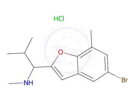 Chemical structure of [1-(5-bromo-7-methyl-1-benzofuran-2-yl)-2-methylpropyl](methyl)amine hydrochloride