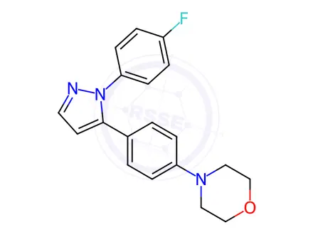 Chemical structure of 4-{4-[1-(4-fluorophenyl)-1H-pyrazol-5-yl]phenyl}morpholine