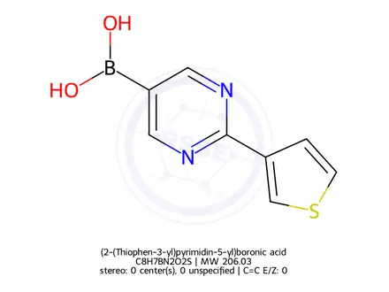 Chemical structure of (2-(Thiophen-3-yl)pyrimidin-5-yl)boronic acid