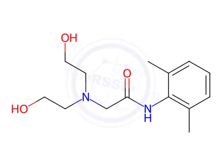 Chemical structure of 2-(Bis(2-hydroxyethyl)amino)-N-(2,6-dimethylphenyl)acetamide