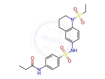 Chemical structure of N-(4-(N-(1-(Ethylsulfonyl)-1,2,3,4-tetrahydroquinolin-6-yl)sulfamoyl)phenyl)propionamide