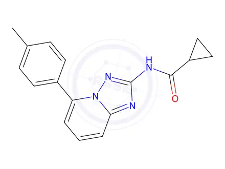 Chemical structure of N-(5-(p-tolyl)-[1,2,4]triazolo[1,5-a]pyridin-2-yl)cyclopropanecarboxamide