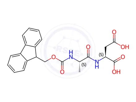 Chemical structure of (((9H-fluoren-9-yl)methoxy)carbonyl)-L-alanyl-L-aspartic acid