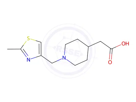Chemical structure of 2-(1-((2-Methylthiazol-4-yl)methyl)piperidin-4-yl)acetic Acid