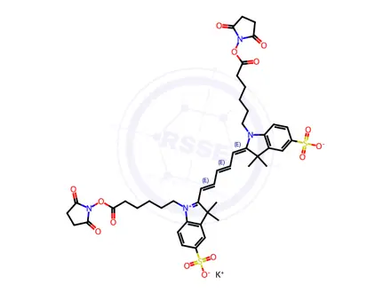 Chemical structure of Cyanine 5 Bihexanoic Acid Dye, Succinimidyl Ester, Potassium Salt