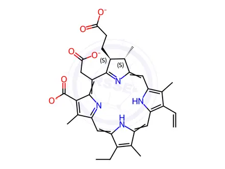 Chemical structure of Chlorophyll Impurity 11 Trisodium Salt (Chlorin e6 Trisodium Salt)