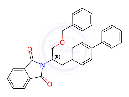 Chemical structure of (R)-2-(1-([1,1'-Biphenyl]-4-yl)-3-(benzyloxy)propan-2-yl)isoindoline-1,3-dione