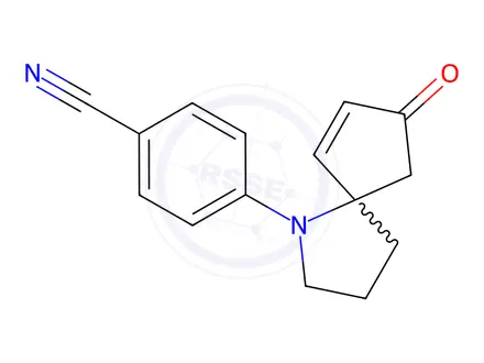 Chemical structure of 4-(8-Oxo-1-azaspiro[4.4]non-6-en-1-yl)benzonitrile