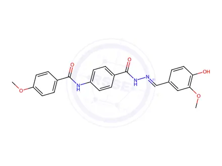 Chemical structure of p-(p-Methoxybenzamido)benzoic acid 2-(4-hydroxy-3-methoxybenzylidene)h ydrazide