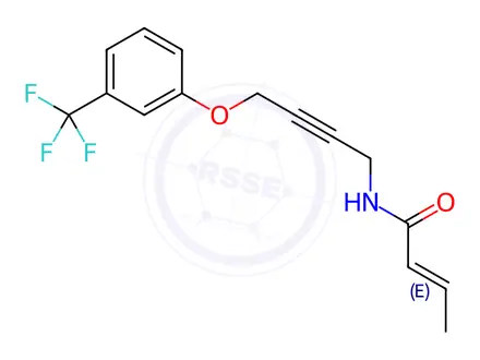 Chemical structure of N-(4-(3-(Trifluoromethyl)phenoxy)but-2-yn-1-yl)but-2-enamide