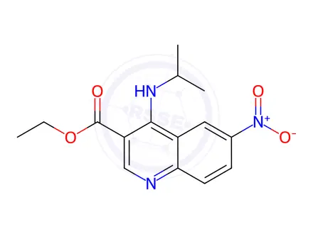 Chemical structure of Ethyl 6-nitro-4-[(propan-2-yl)amino]quinoline-3-carboxylate