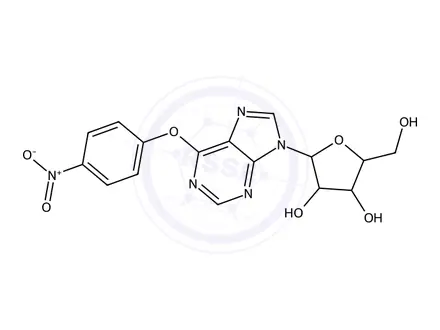 Chemical structure of (2R,3S,4R,5R)-2-(Hydroxymethyl)-5-(6-(4-nitrophenoxy)-9H-purin-9-yl)tetrahydrofuran-3,4-diol