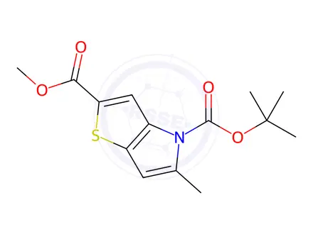 Chemical structure of O4-tert-butyl O2-methyl 5-methylthieno[3,2-b]pyrrole-2,4-dicarboxylate