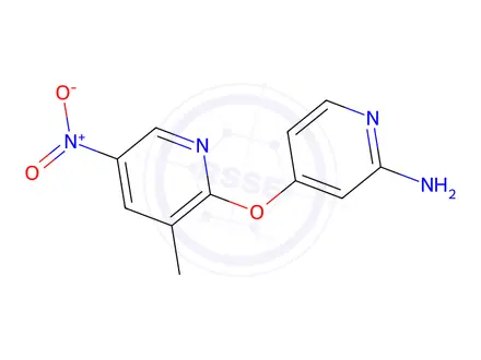 Chemical structure of 4-[(3-Methyl-5-nitro-2-pyridyl)oxy]pyridin-2-amine