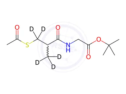 Chemical structure of N-(3-Acetylthio-2-methylpropanoyl)glycine tert-Butyl Ester-d5