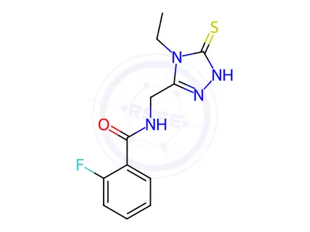 Chemical structure of N-(4-Ethyl-5-mercapto-4H-[1,2,4]triazol-3-ylmethyl)-2-fluoro-benzamide