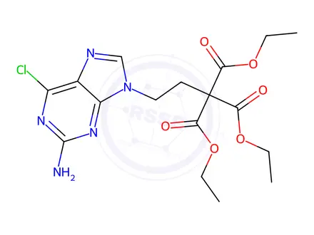 Chemical structure of Triethyl 3-(2-amino-6-chloro-9H-purin-9-yl)propane-1,1,1-tricarboxylate