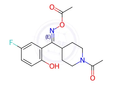 Chemical structure of (E)-1-Acetyl-N-(acetyloxy)-α-(5-fluoro-2-hydroxyphenyl)-4-piperidinemethanimine