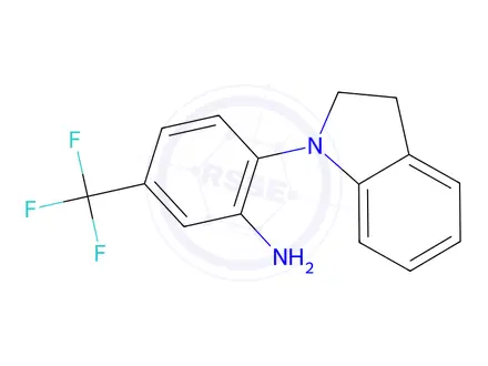 Chemical structure of 2-(2,3-Dihydro-1H-indol-1-yl)-5-(trifluoromethyl)-phenylamine