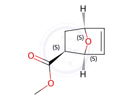 Chemical structure of 7-Oxabicyclo[2.2.1]hept-5-ene-2-carboxylic acid, methyl ester,(1R,2R,4R)-rel-