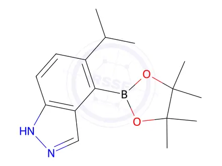 Chemical structure of 5-Isopropyl-4-(4,4,5,5-tetramethyl-1,3,2-dioxaborolan-2-yl)-1H-indazole