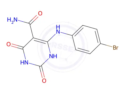 Chemical structure of 6-((4-Bromophenyl)amino)-2,4-dioxo-1,2,3,4-tetrahydropyrimidine-5-carboxamide