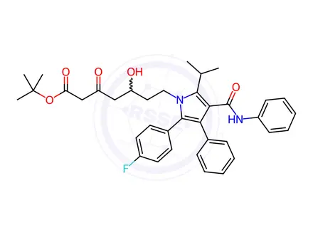 Chemical structure of 2-(4-Fluorophenyl)-δ-hydroxy-5-(1-methylethyl)-β-oxo-3-phenyl-4-[(phenylamino)carbonyl]-1H-pyrrole-1-heptanoic Acid 1,1-Dimethylethyl Ester