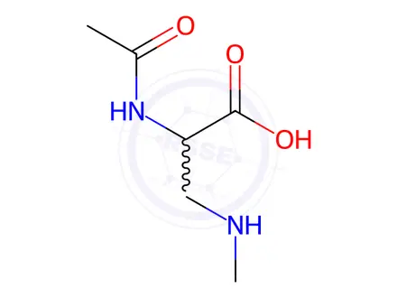 Chemical structure of Alanine, N-acetyl-3-(methylamino)-(9CI)