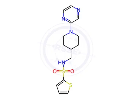 Chemical structure of N-((1-(Pyrazin-2-yl)piperidin-4-yl)methyl)thiophene-2-sulfonamide